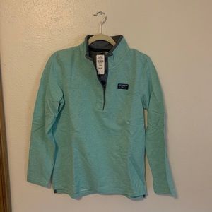 LL bean 1/4 turquoise pull over NWT